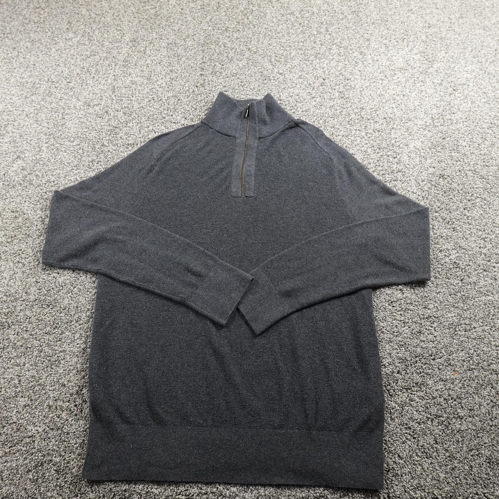 Banana Republic Sweater‎ Mens L Gray Knit 1/4 Zip Mock Neck Pullover Sweatshirt